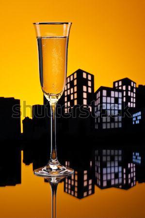 Champaign glass in front of glitter background Stock photo © 3523studio