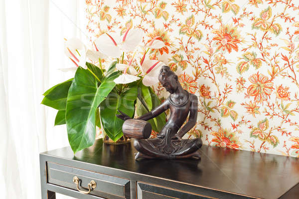 Side table with flowers and interior decoration Stock photo © 3523studio