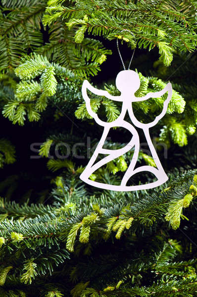 Stockfoto: Engel · vorm · christmas · ornament · vers · groene