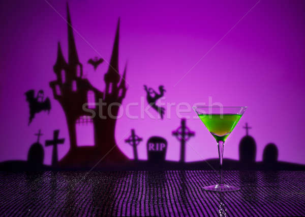 Zielone martini halloween witch nawiedzony domu Zdjęcia stock © 3523studio