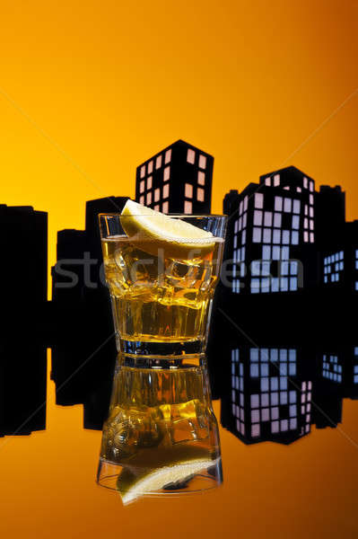 Világváros whisky fanyar koktél városkép buli Stock fotó © 3523studio