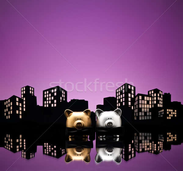 Metropolis City gay piggy bank civil union Stock photo © 3523studio