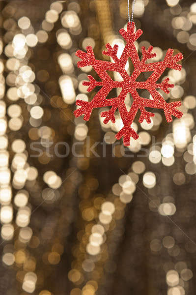 Red snow flake on a gold glitter background Stock photo © 3523studio