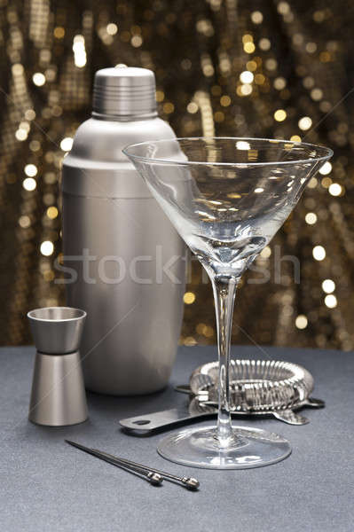 One Martini glass with bartender tools Stock photo © 3523studio