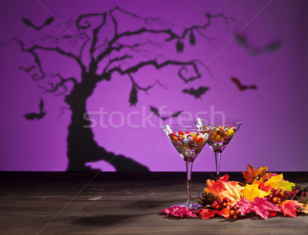 Halloween landschap snoep boom martini glas ontwerp Stockfoto © 3523studio