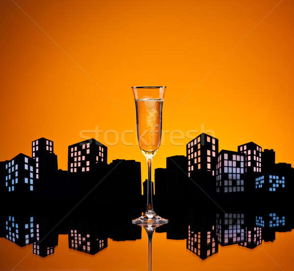 Metropolis champagne cocktail licht verjaardag Stockfoto © 3523studio