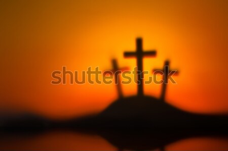 Drie kruisen symbolisch jesus Pasen kruis Stockfoto © 3523studio