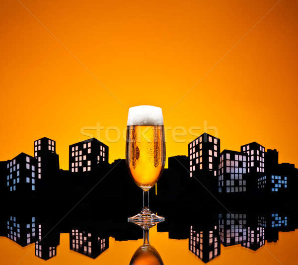 Metropolis bier kleur skyline glas Stockfoto © 3523studio