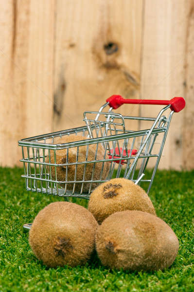 Kiwi fruit and shopping cart on a lawn  Stock photo © 3523studio