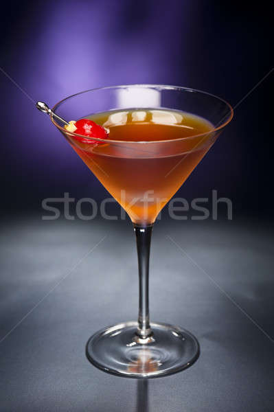 Manhattan cocktail garnished with a cherry and lemon Stock photo © 3523studio
