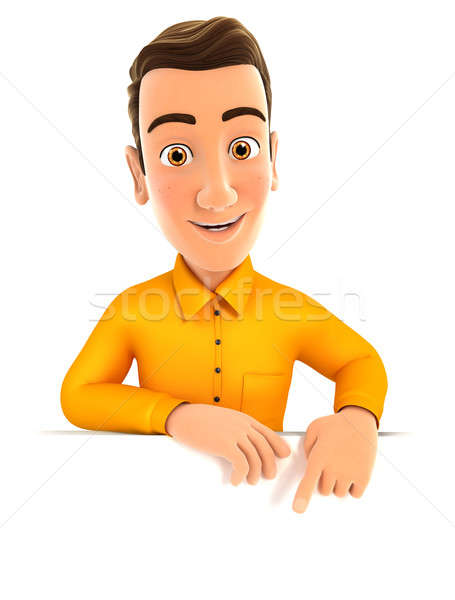 3d man pointing to empty wall Stock photo © 3dmask