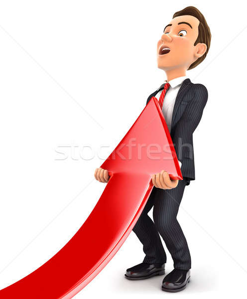 3d businessman lifting up red arrow Stock photo © 3dmask