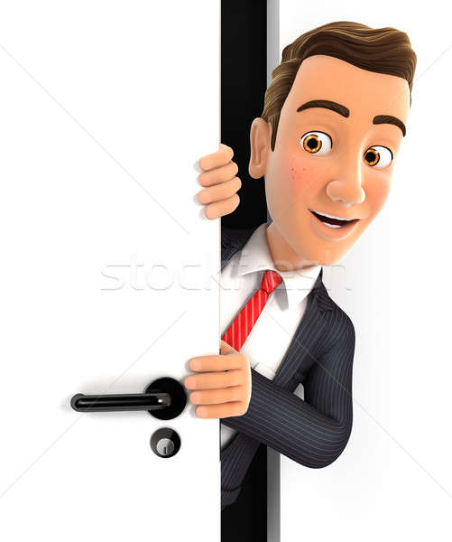3d businessman peeking behind a door Stock photo © 3dmask