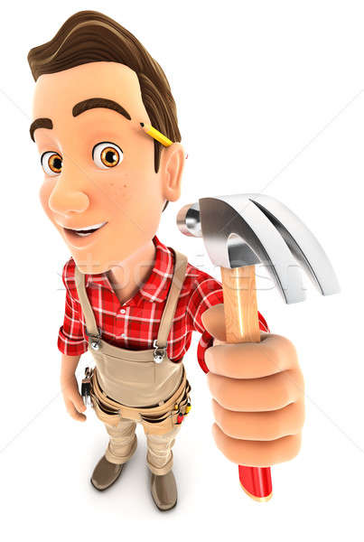 3d handyman holding a claw hammer Stock photo © 3dmask