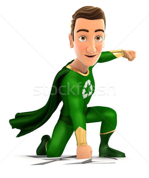 3d green hero arriving on the earth Stock photo © 3dmask