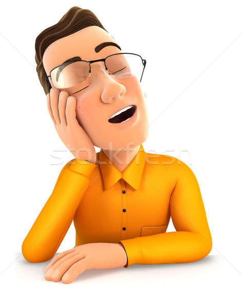 3d man fell asleep leaning on his hand Stock photo © 3dmask