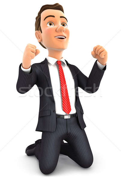 3d successful businessman on his knees Stock photo © 3dmask