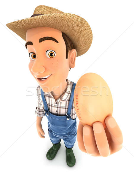 3d farmer holding an egg Stock photo © 3dmask