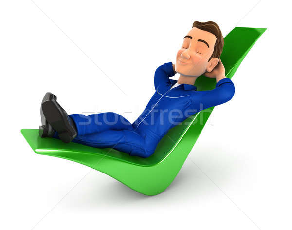 3d mechanic relaxed on a check mark Stock photo © 3dmask