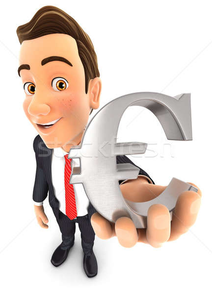 3D Geschäftsmann Euro Zeichen halten isoliert Stock foto © 3dmask