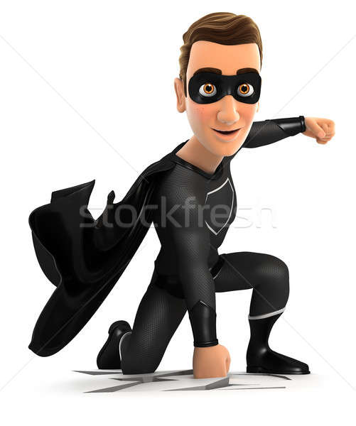 3d black hero arriving on the earth Stock photo © 3dmask