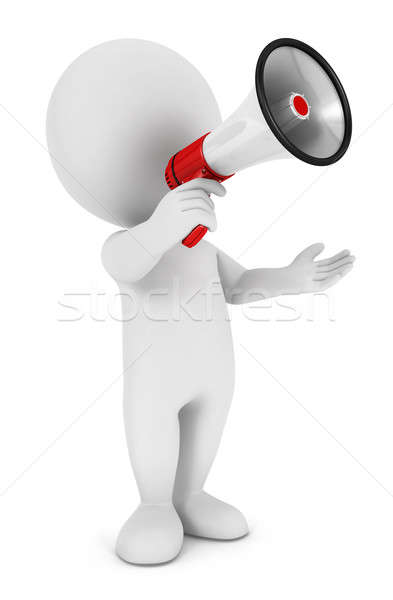 Stock photo: 3d white people megaphone