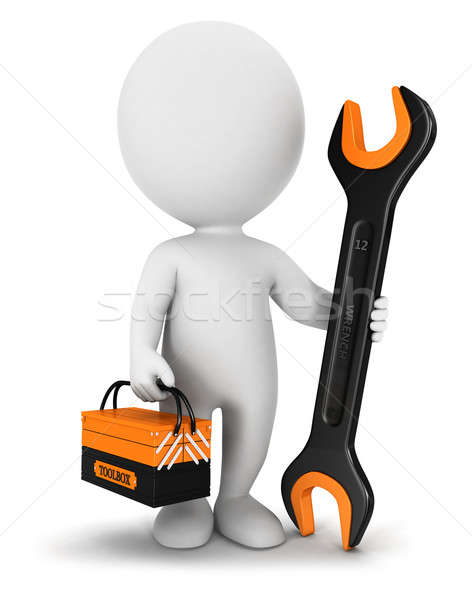 Stock photo: 3d white people repairer