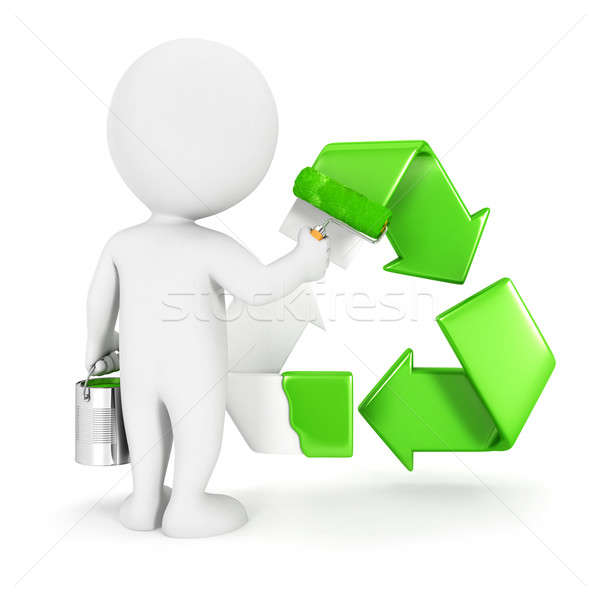 3d white people painting recycle sign Stock photo © 3dmask