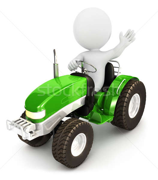 3D oameni albi tractor izolat alb imagine Imagine de stoc © 3dmask