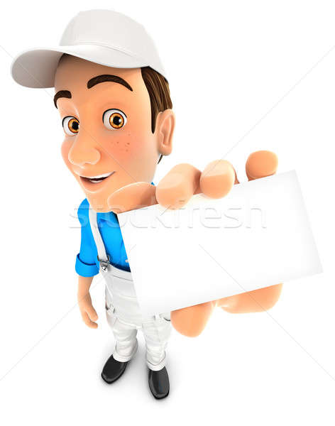 3d painter holding company card Stock photo © 3dmask