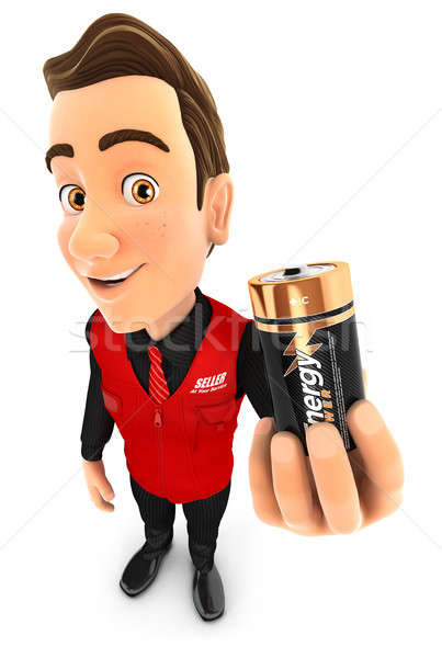 3D sprzedawca baterii ilustracja odizolowany Zdjęcia stock © 3dmask