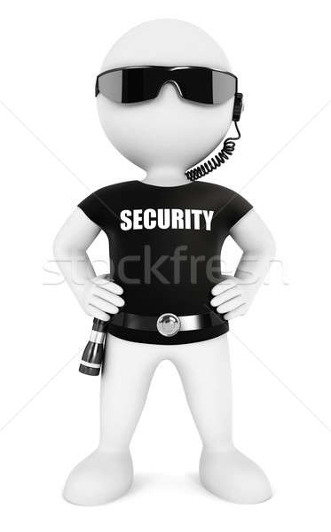 3D fehér emberek biztonsági őr izolált fehér kép Stock fotó © 3dmask