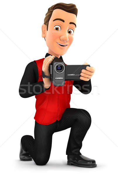 3D продавец видеокамерой иллюстрация изолированный белый Сток-фото © 3dmask