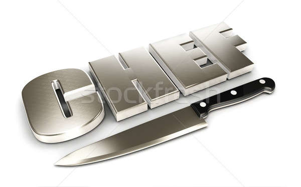 3D kucharz słowo kuchnia nóż odizolowany Zdjęcia stock © 3dmask