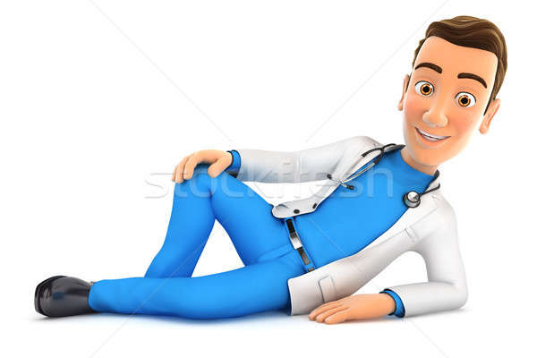 3d doctor is lying on the floor Stock photo © 3dmask