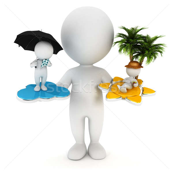 3d white people sun or rain Stock photo © 3dmask