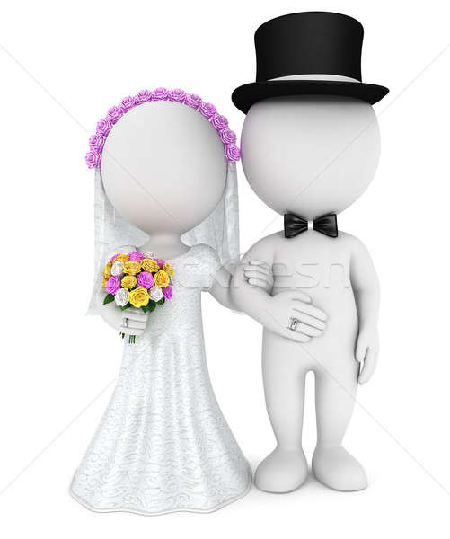 3d white people just married couple Stock photo © 3dmask