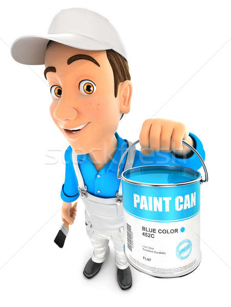3d painter holding paint can Stock photo © 3dmask