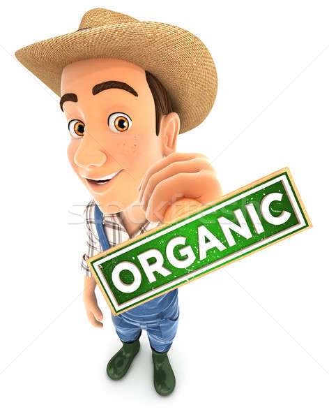 3d farmer organic stamp Stock photo © 3dmask