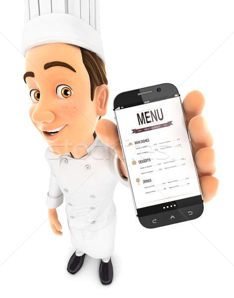 3D 頭 廚師 智能手機 插圖 商業照片 © 3dmask