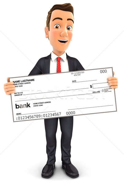 3d businessman holding big bank check Stock photo © 3dmask