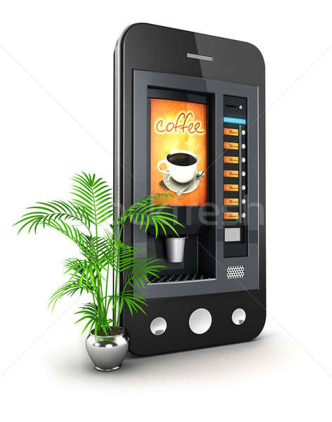 3D Kaffeemaschine Smartphone isoliert weiß Bild Stock foto © 3dmask