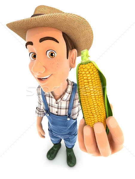 3d farmer holding corn cob Stock photo © 3dmask