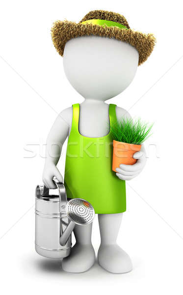 3D pessoas brancas jardineiro regador isolado branco Foto stock © 3dmask