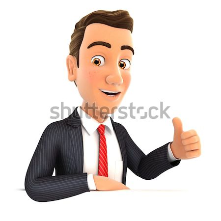 3d businessman with his elbow on the wall and thumb up Stock photo © 3dmask