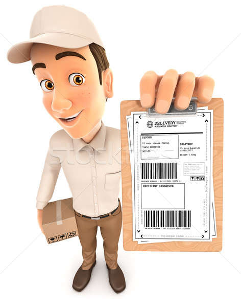 3d delivery man signature request Stock photo © 3dmask