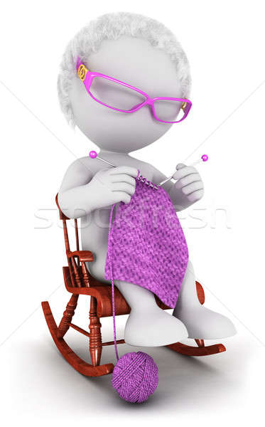 3D witte mensen oude vrouw schommelstoel geïsoleerd witte Stockfoto © 3dmask