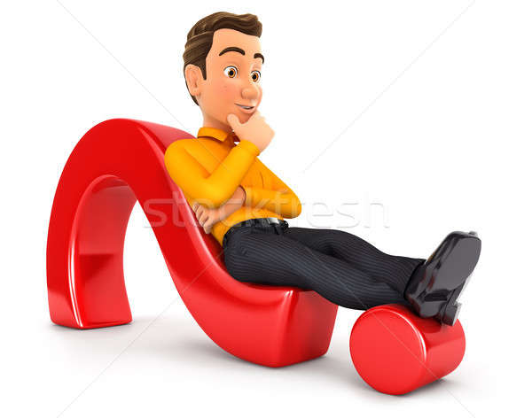 3d man lying on question mark Stock photo © 3dmask