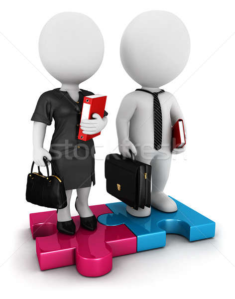 3D fehér emberek üzletemberek üzletember üzletasszony áll Stock fotó © 3dmask
