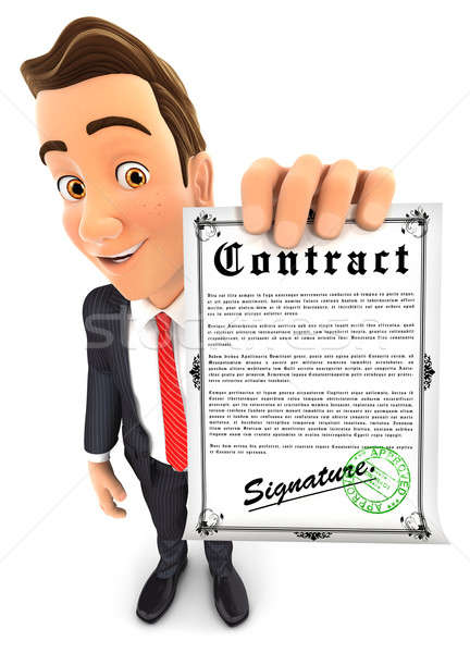 3d businessman holding signed contract Stock photo © 3dmask